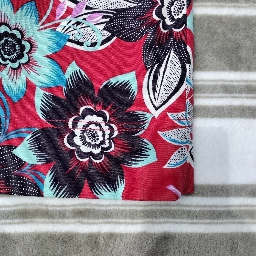 Talbots Women’s A Line Skirt Size 14P Floral Red Zip Up Casual Classic Petite 14